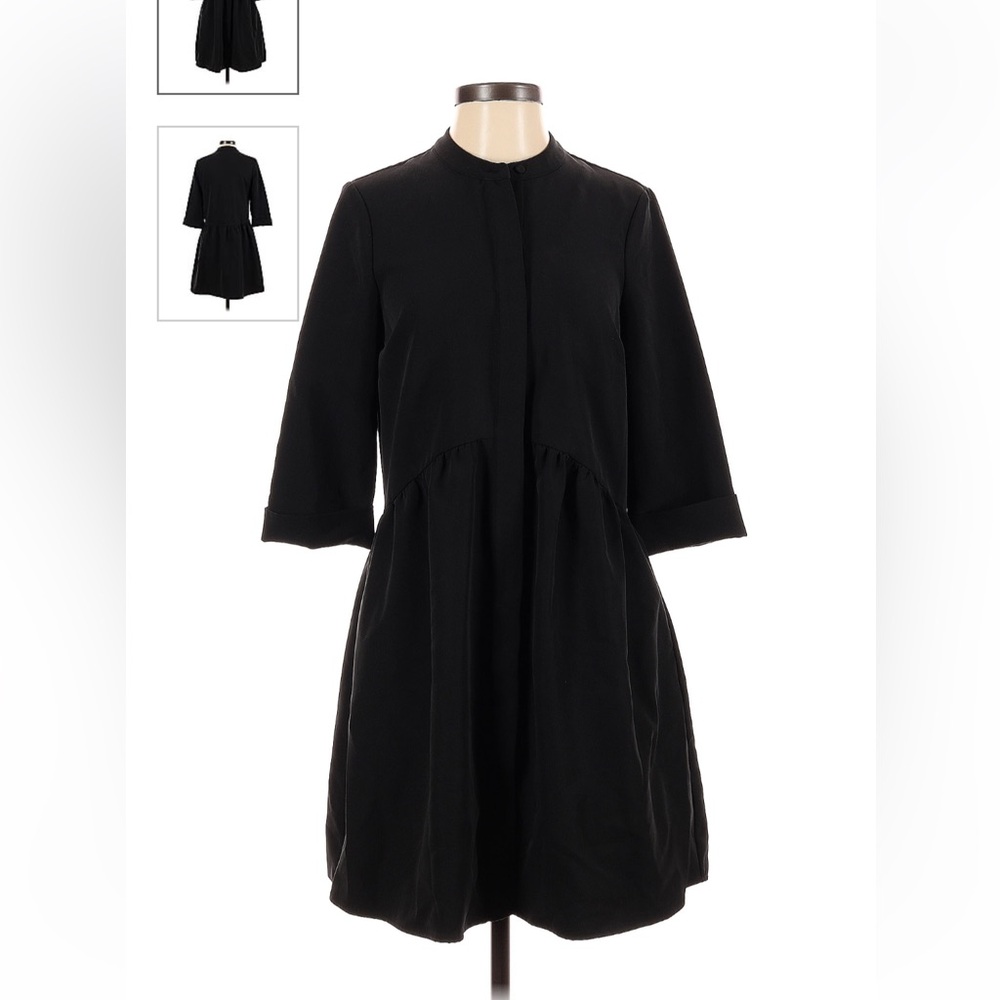 TUCKERNUCK Black Stretch Crepe Royal Shirt Dress Black Size XS